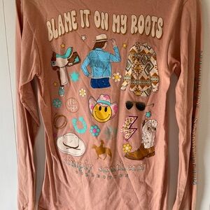 Simply Southern women’s Long Sleeve Shirt - Peach